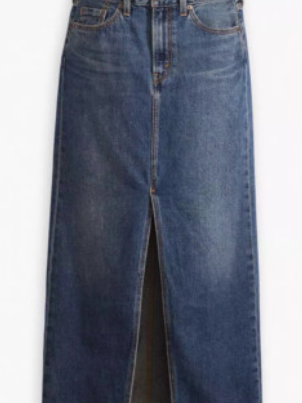 Levi's Dark Blue Denim Maxi Skirt with Front Slit